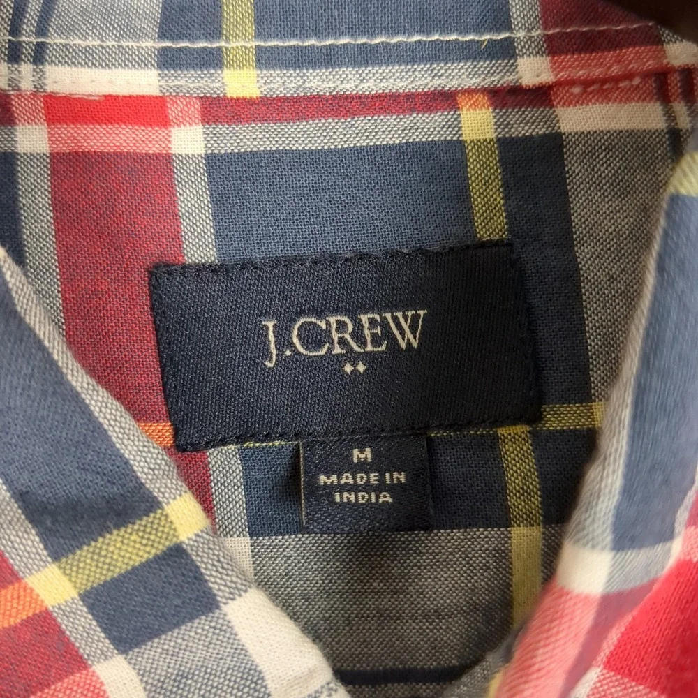 J Crew Mens Button Down Shirt‎ Plaid Long Sleeve Casual Red Blue Yellow Size M